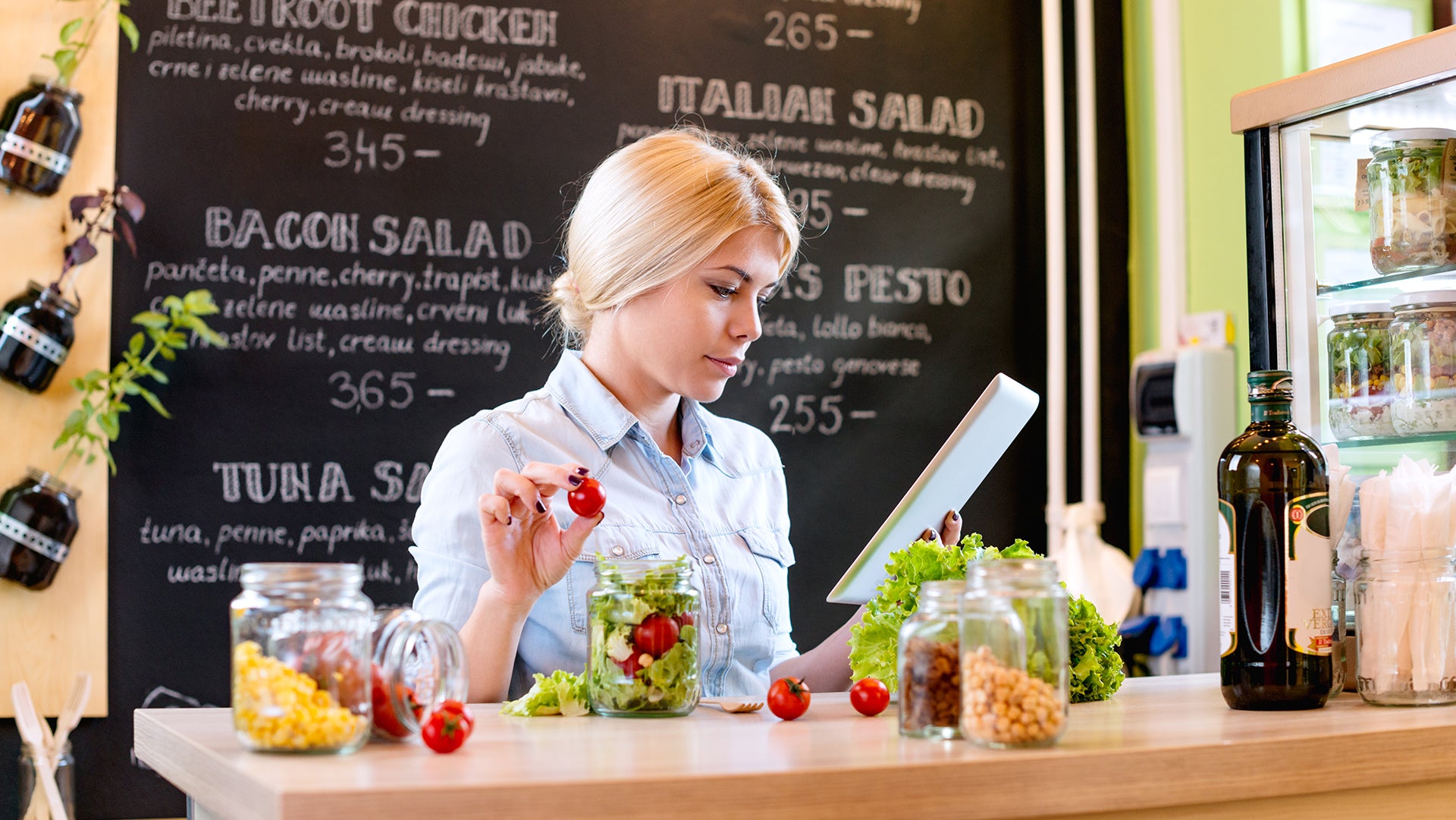 Using tablet to reach a recipe of dish